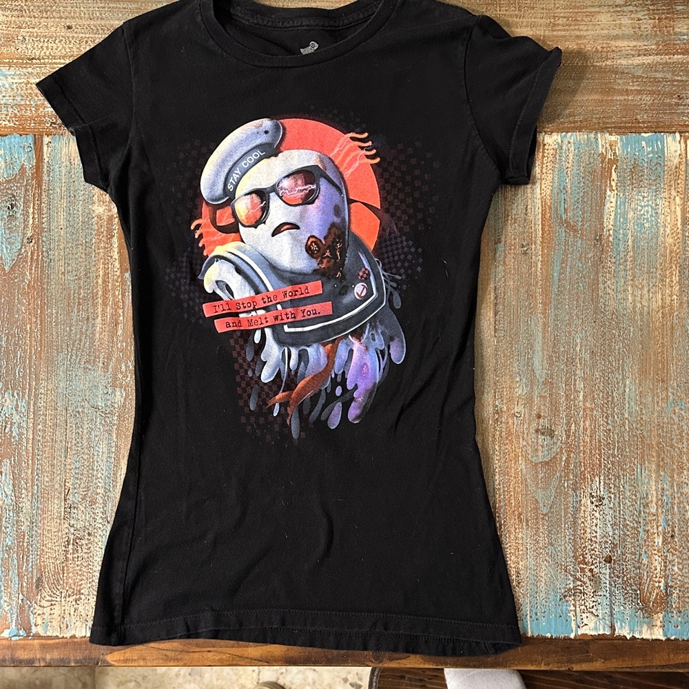 Black Graphic Tee with Robot Design